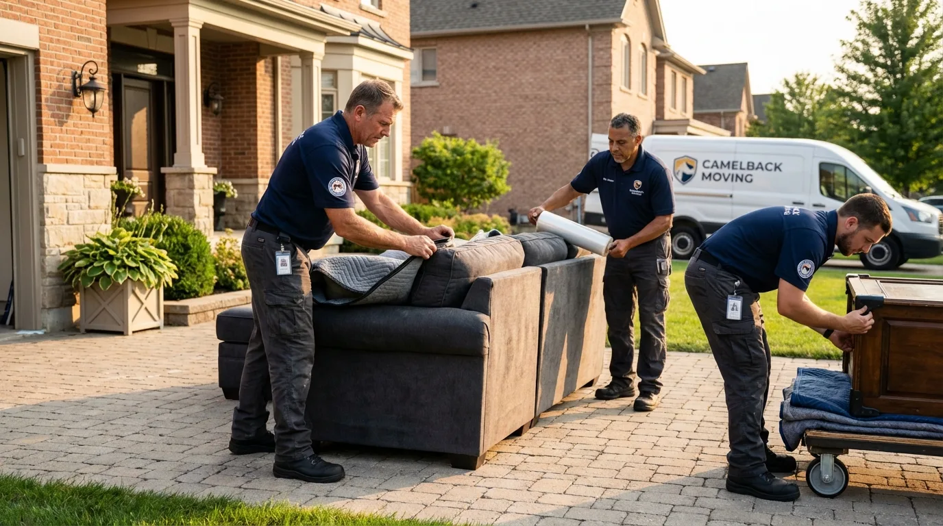 Large estate moving crew wrapping furniture in Marion, IN